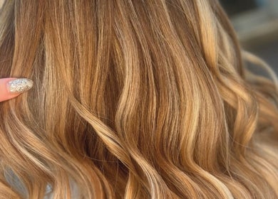 Vibrant golden hair styled at Alice Olivia Hair Designer, Portsmouth, England, GB.