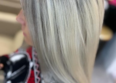 Sleek silver hair transformation at Alice Olivia Hair Designer, Portsmouth, England, GB.