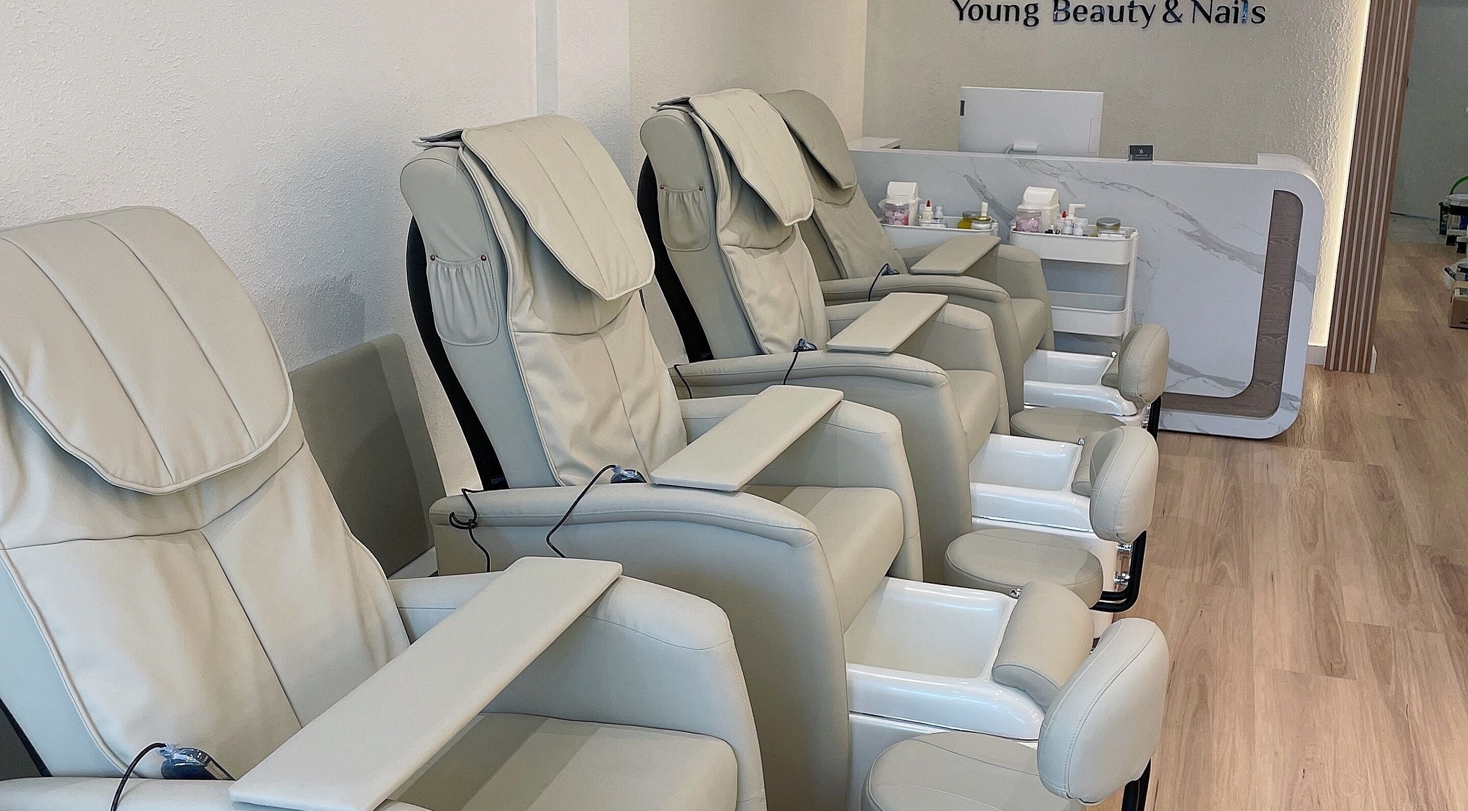 Luxurious pedicure chairs at Young Beauty and Nails Paddington, New South Wales, AU.
