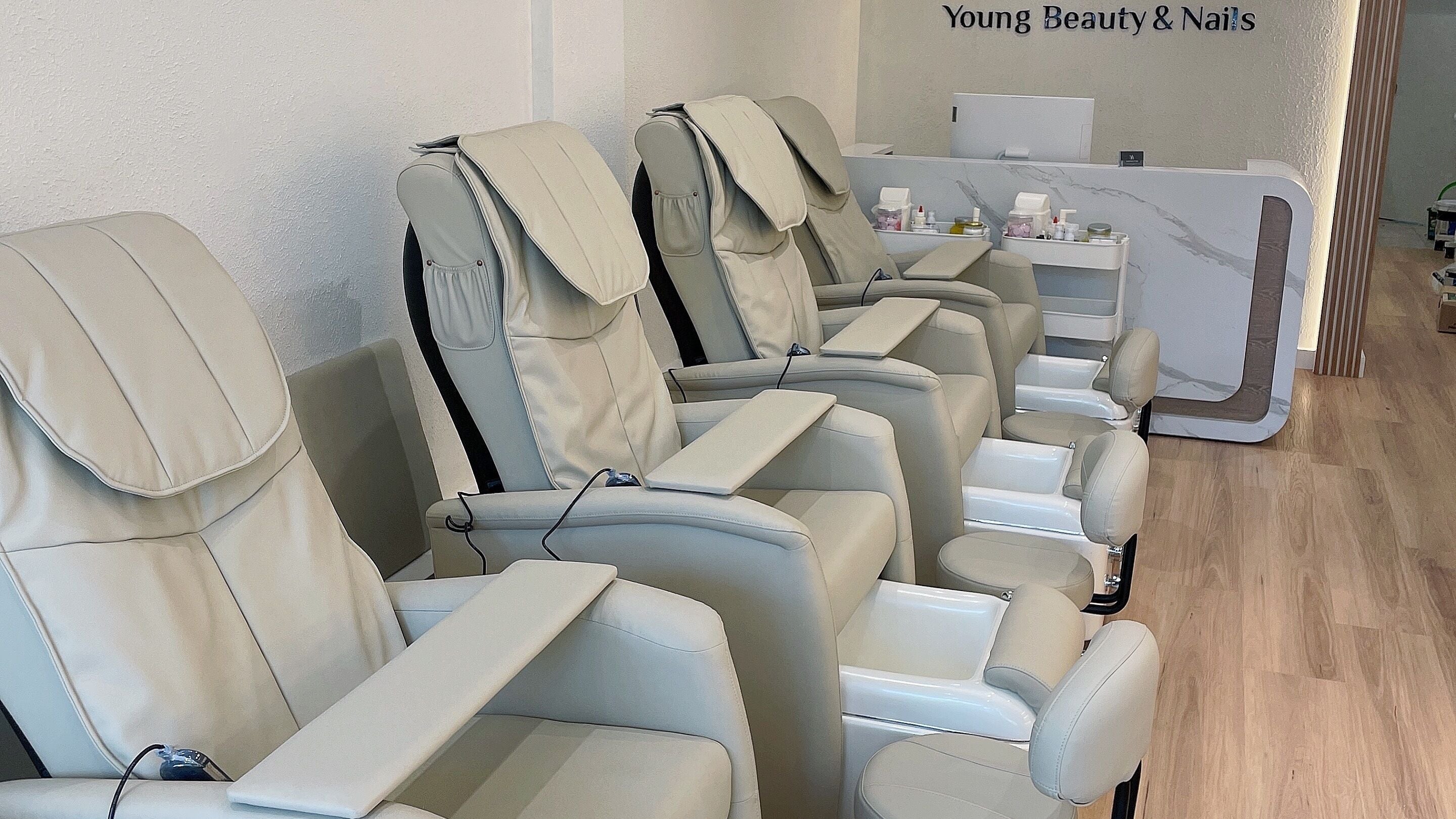 Luxurious pedicure chairs at Young Beauty and Nails Paddington, New South Wales, AU.