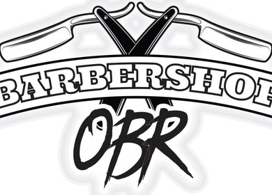 Logo de Barberia OBR en Santiago De Querétaro, Querétaro, MX, con clásica navaja y letras estilizadas.