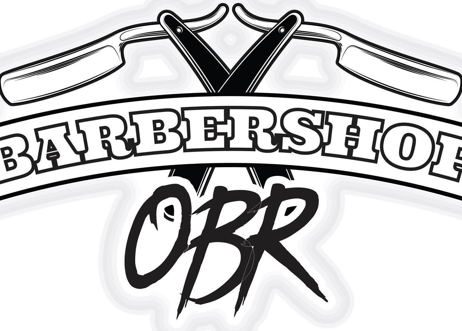 Logo de Barberia OBR en Santiago De Querétaro, Querétaro, MX, con clásica navaja y letras estilizadas.