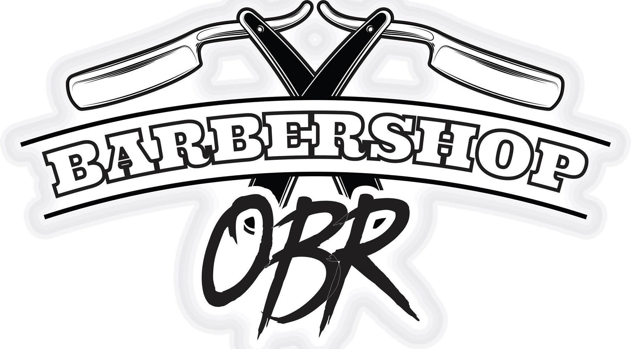 Logo de Barberia OBR en Santiago De Querétaro, Querétaro, MX, con clásica navaja y letras estilizadas.