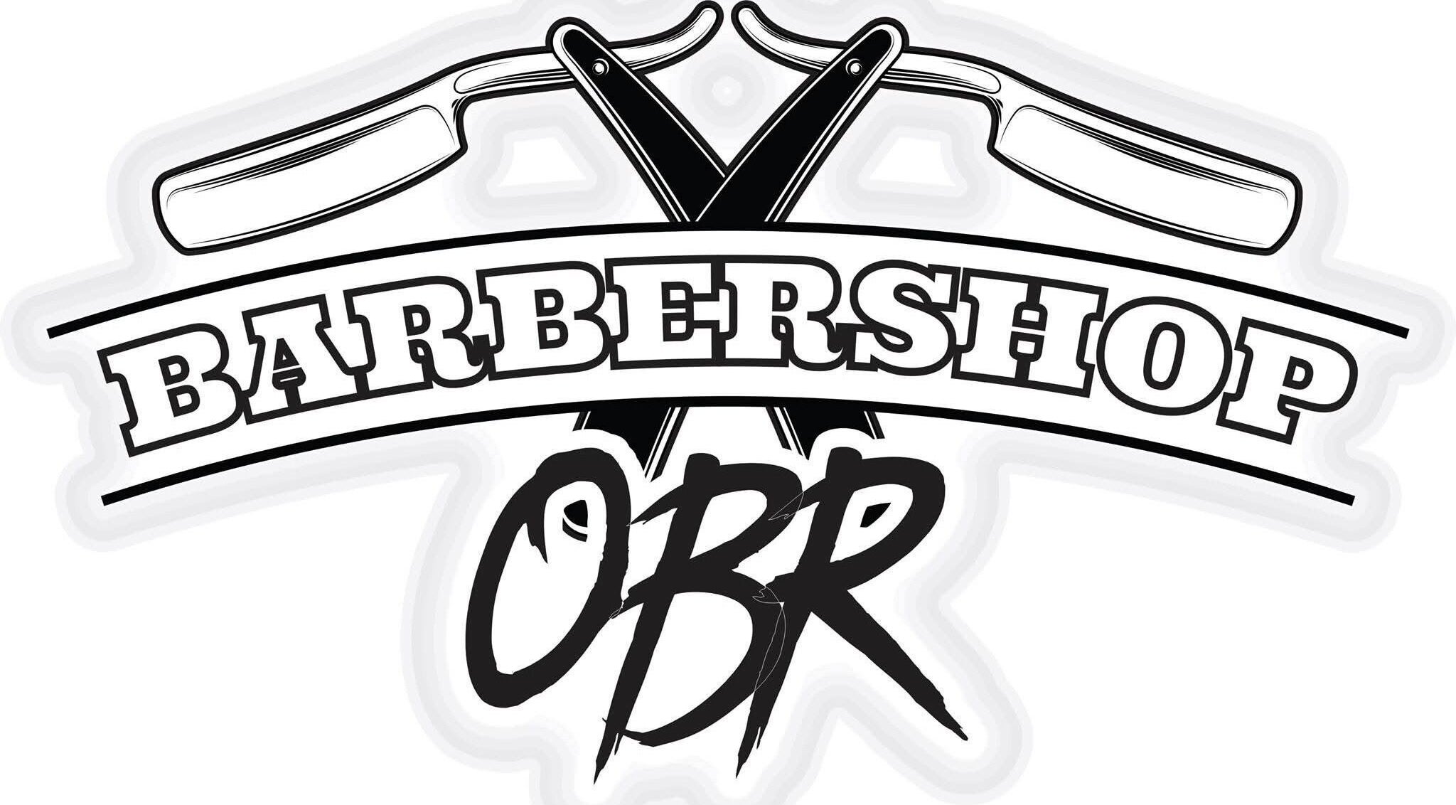 Logo de Barberia OBR en Santiago De Querétaro, Querétaro, MX, con clásica navaja y letras estilizadas.