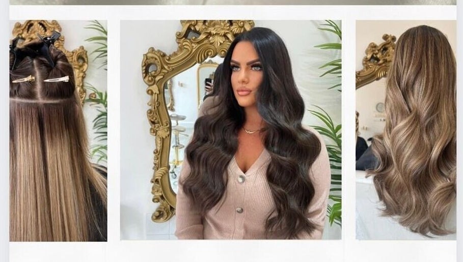 Hair styling at Styled by Jas in Bournemouth, England featuring elegant waves and a mirrored backdrop.