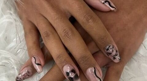 Chic nail art at Chick Pulse Body and Skincare Durbanville, Cape Town, Western Cape, ZA. Stylish and intricate design.