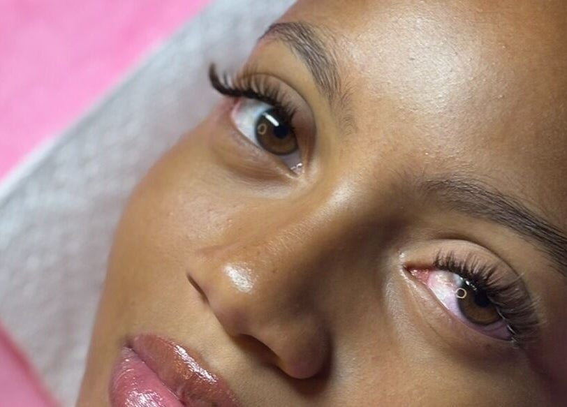 Close-up of eyelash extensions at Winx by Savs, Westmoreland, Saint James, BB.
