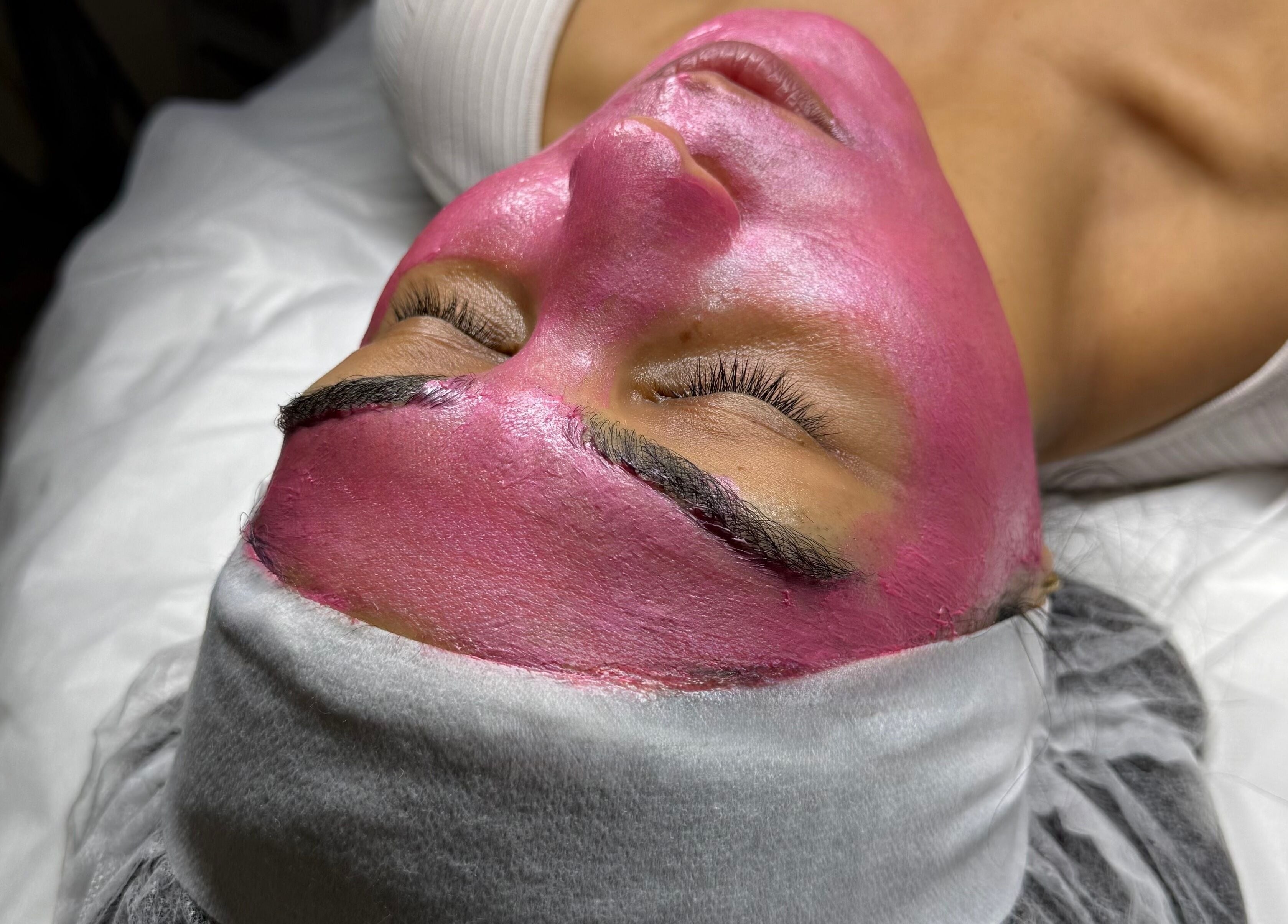 Relaxing pink facial at Ju Martins Beauty Studio - Brows/Lashes/Facials in West End, Queensland, AU.