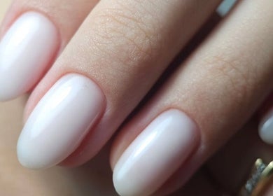 Close-up of manicured nails with a glossy finish at GELuxe Nail Studio, Dapto, New South Wales, AU.