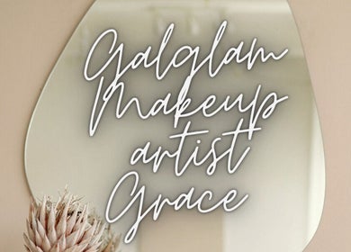 Elegant mirror with 'Galglam makeup artist Grace' text, Galway spa decor, County Galway, IE.