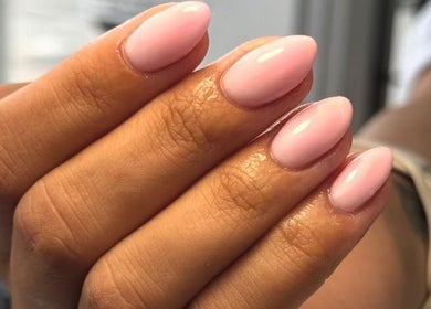 Elegant pink manicured nails at Beauty by Harriet - Glow Hair Salon, Crownhill, England, GB.