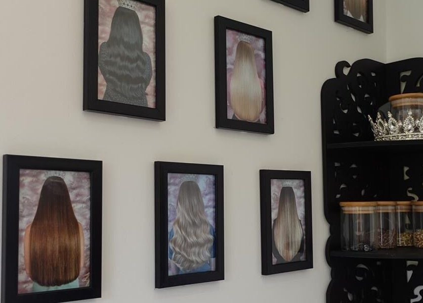 Elegant hair photos and crown display at Extended Lengths Salon, Grays, England, GB.