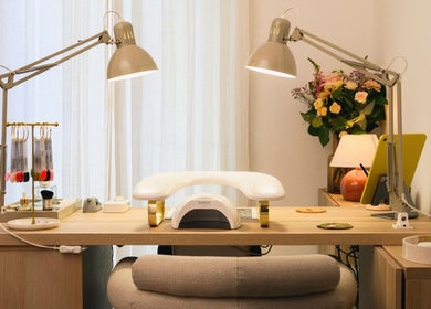 Cozy nail station at Dia Nailed It, Hove, England, GB with elegant decor and modern amenities.