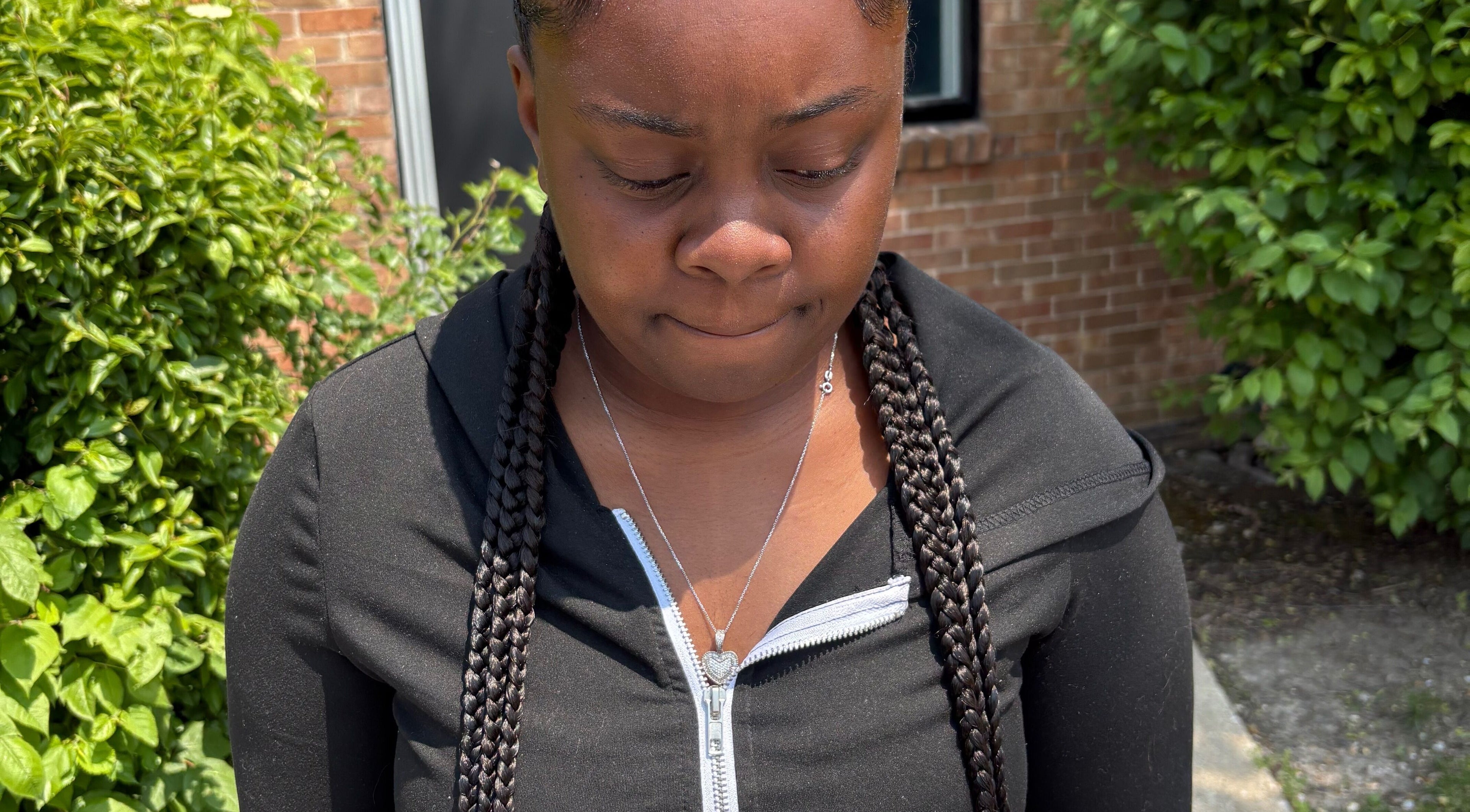 Woman with braided hair at Michelle Todriana, Hammond, Illinois, US.