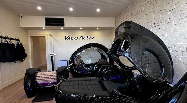 Futuristic wellness pods at GlowFit Wellness, Melbourne, Victoria, AU, for relaxation and rejuvenation.