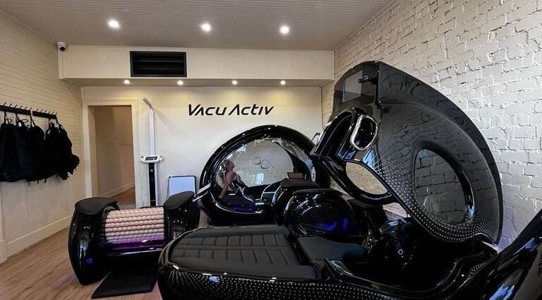 Futuristic wellness pods at GlowFit Wellness, Melbourne, Victoria, AU, for relaxation and rejuvenation.