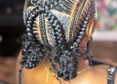 Detailed braiding hairstyle at GoldPosh Beauty Parlour, Bridgetown, Saint Michael, BB.