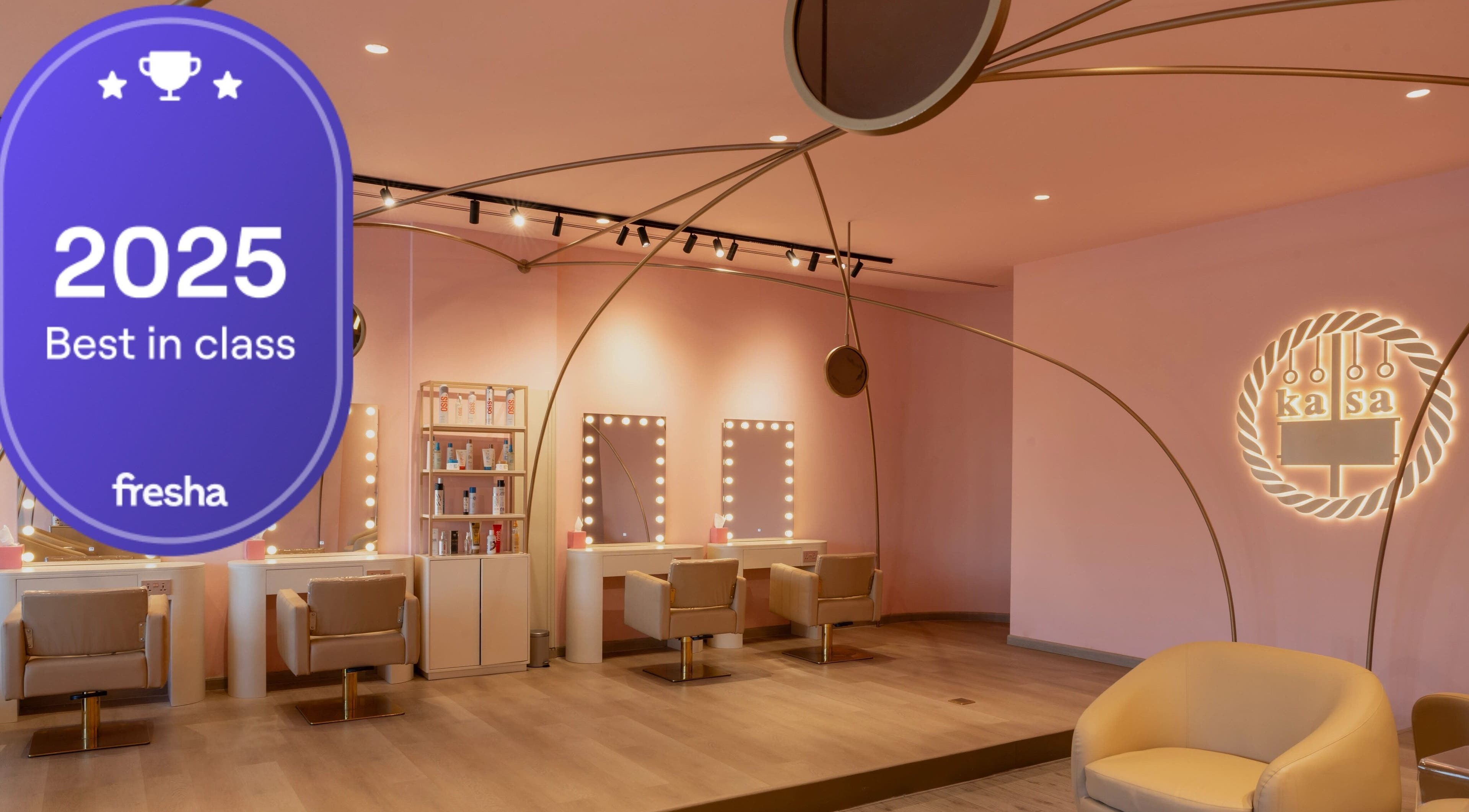 Kasa Beauty Salon interior with stylish chairs and mirrors in Dubai, Dubai, AE.