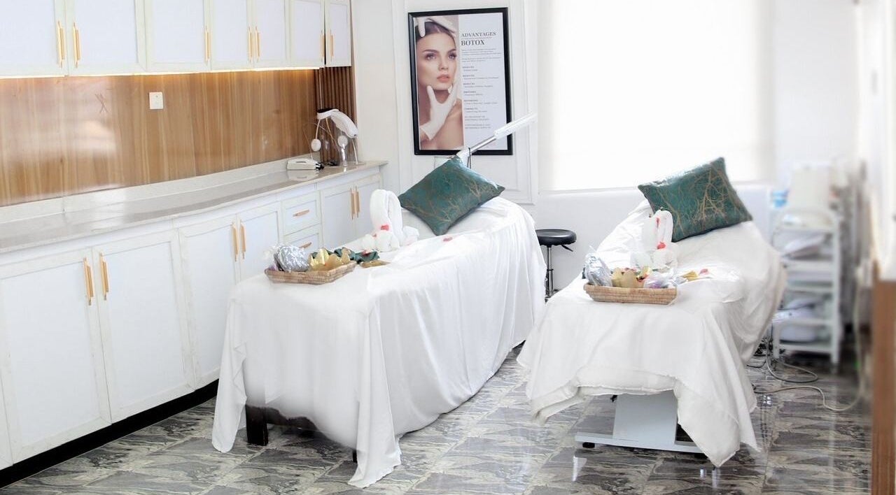 Relaxing treatment room at Marvels Aesthetics Hub - Lekki, showcasing elegant beds in Lekki, Lagos, NG.