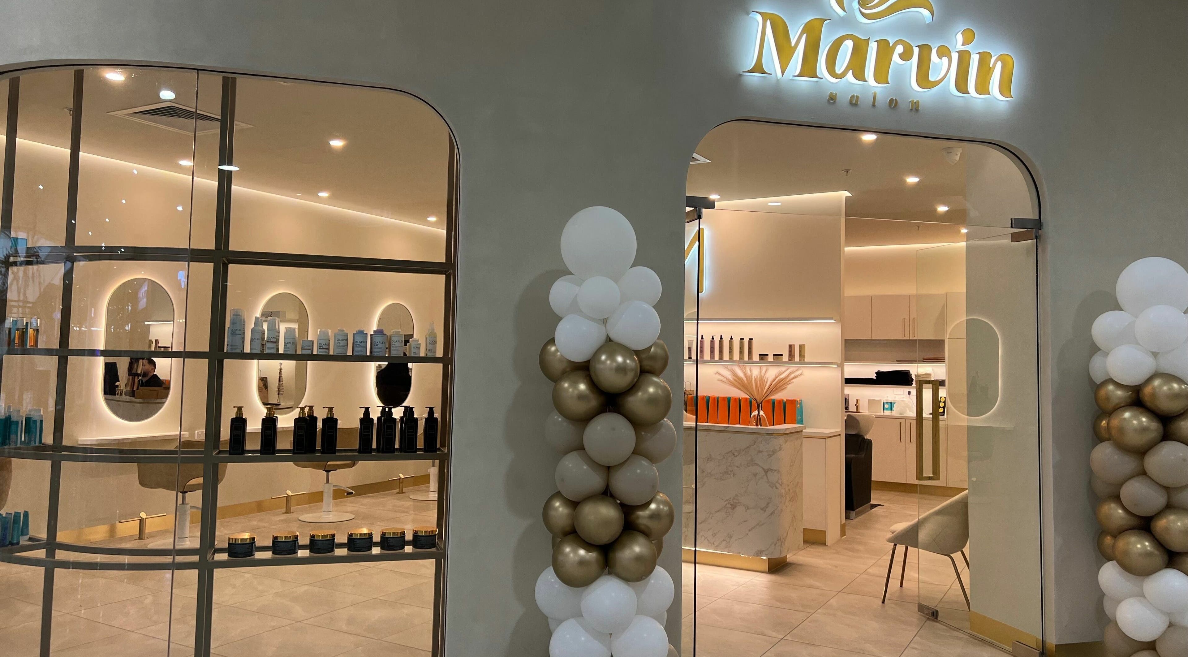 Elegant Marvin Salon entrance showcasing modern design in Fairfield, New South Wales, AU.