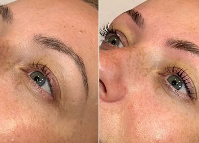 Before and after brow treatment at Zena Beauty, Nouvelles Hair & Beauty, Epsom, England, GB.