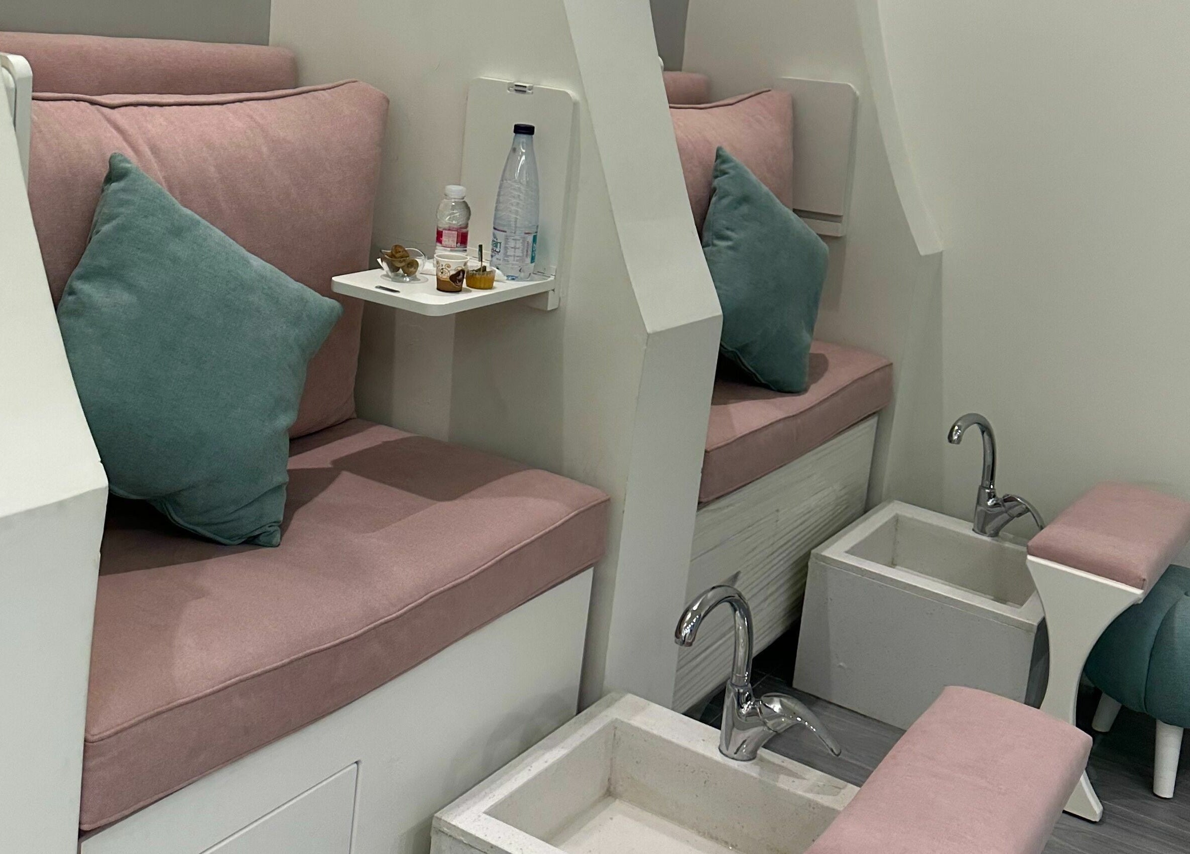 Elegant pedicure setup with plush seating and modern fixtures at Aime Toi, Riyadh, Riyadh Province, SA.