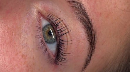 Close-up of enhanced eyelashes, showcasing beauty treatment at The Beauty Drop Norwich in Blofield, England, GB.