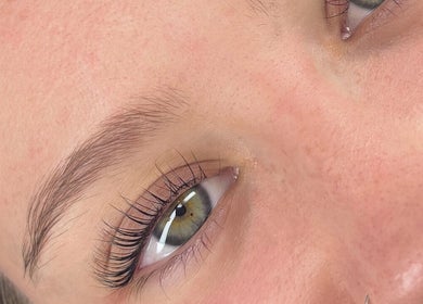 Close-up of styled eyelashes from The Beauty Drop Norwich in Blofield, England, GB.