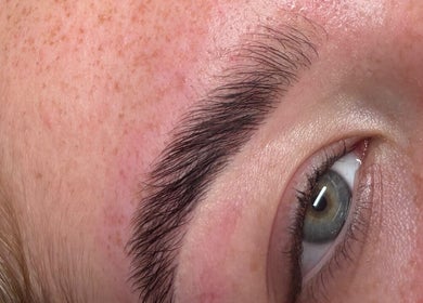 Close-up of beautifully groomed eyebrows at The Beauty Drop Norwich, Blofield, England, GB.