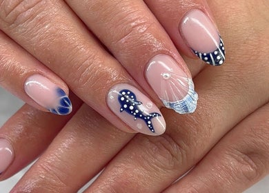 Unique ocean-inspired nail art at The Beauty Drop Norwich, Blofield, England, GB. Perfect for creative elegance.