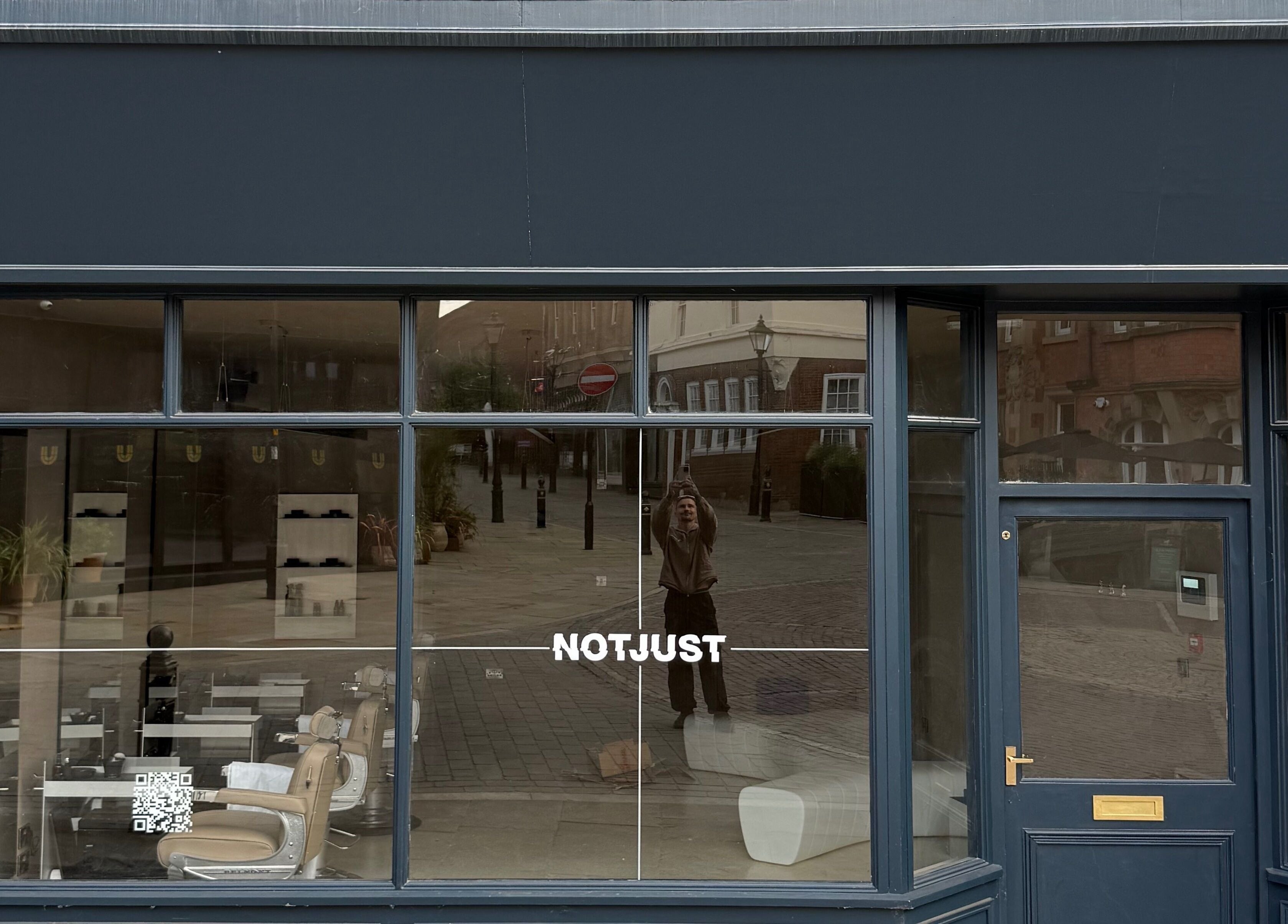 Exterior of NOTJUST - Stockport - The Underbanks venue in Stockport, England. Sleek design and modern windows.