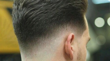 Close-up of a fade haircut style at Snow White Fades and Pigment Studios, Emporia, Kansas, US.