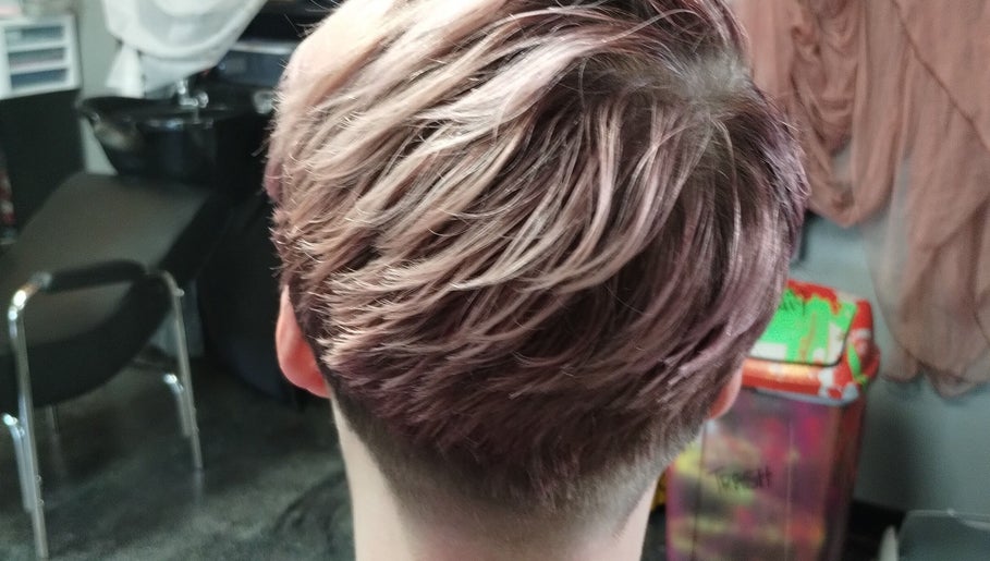 Close-up of elegant hairstyle at Snow White Fades and Pigment Studios in Emporia, Kansas, US