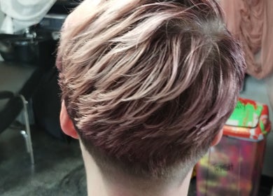 Close-up of elegant hairstyle at Snow White Fades and Pigment Studios in Emporia, Kansas, US