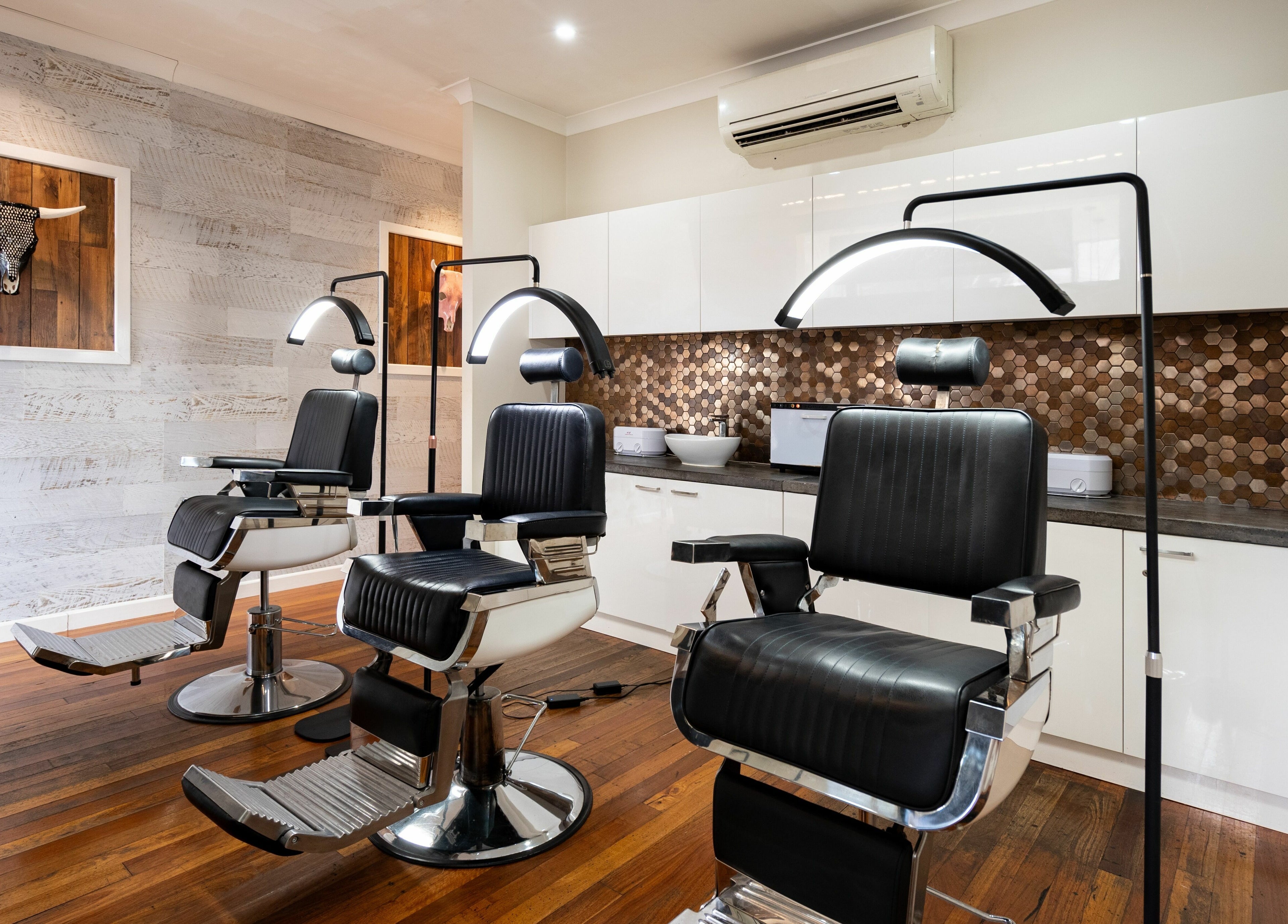 Modern salon chairs at Honey Tusk Eyebrow Studios - Rozelle, Rozelle, New South Wales, AU.
