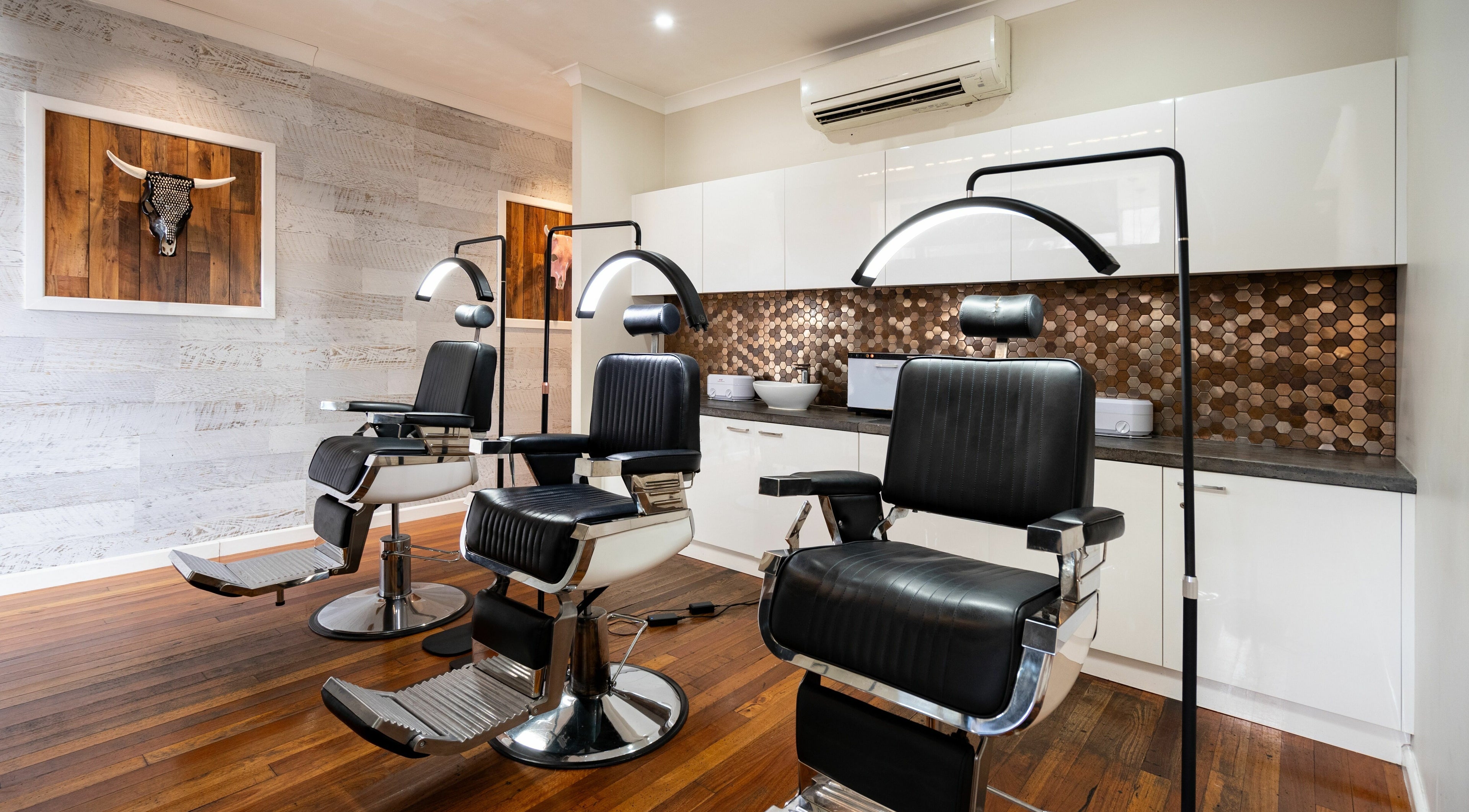 Modern salon chairs at Honey Tusk Eyebrow Studios - Rozelle, Rozelle, New South Wales, AU.