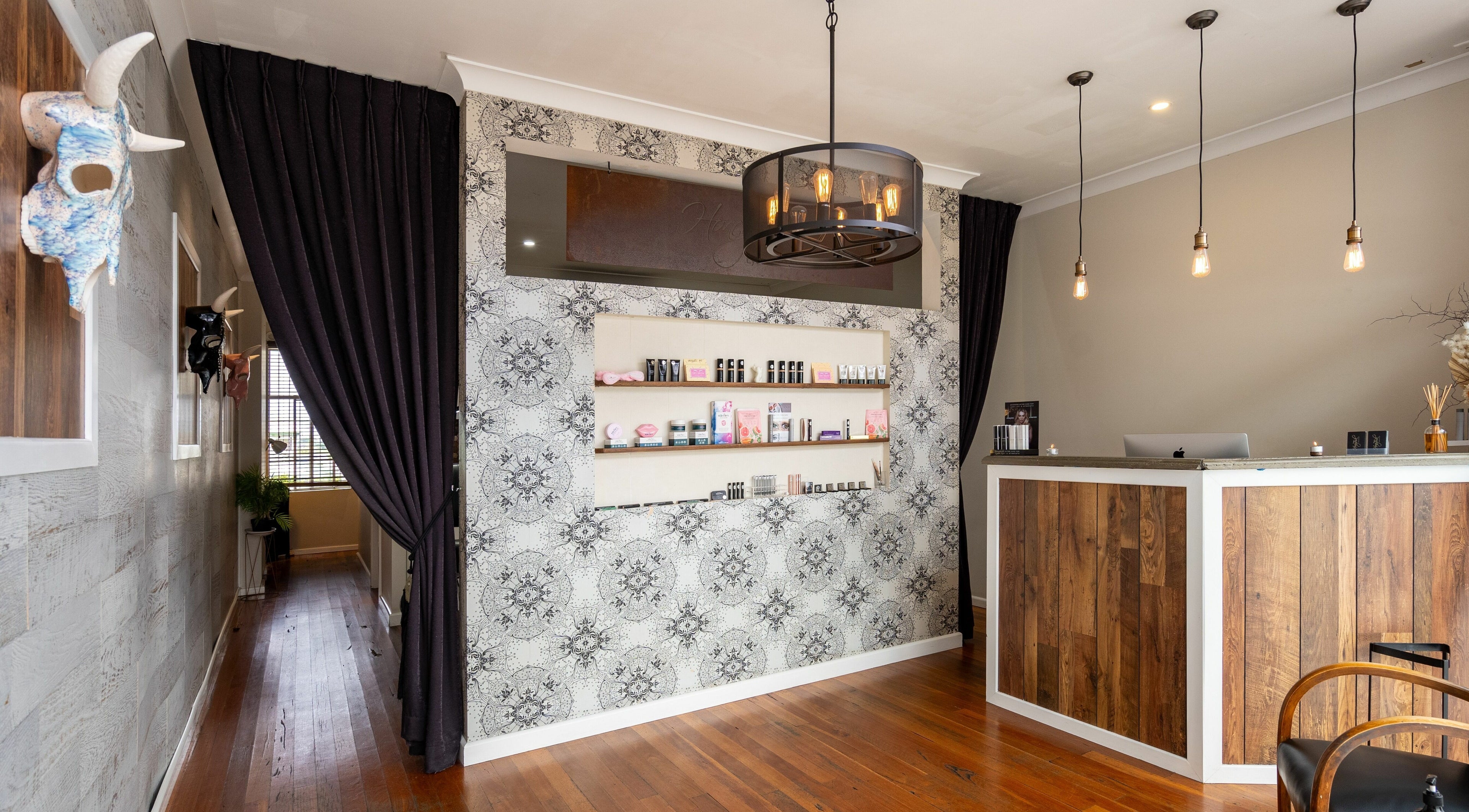 Elegant reception area at Honey Tusk Eyebrow Studios - Rozelle, Rozelle, New South Wales, AU with stylish decor.