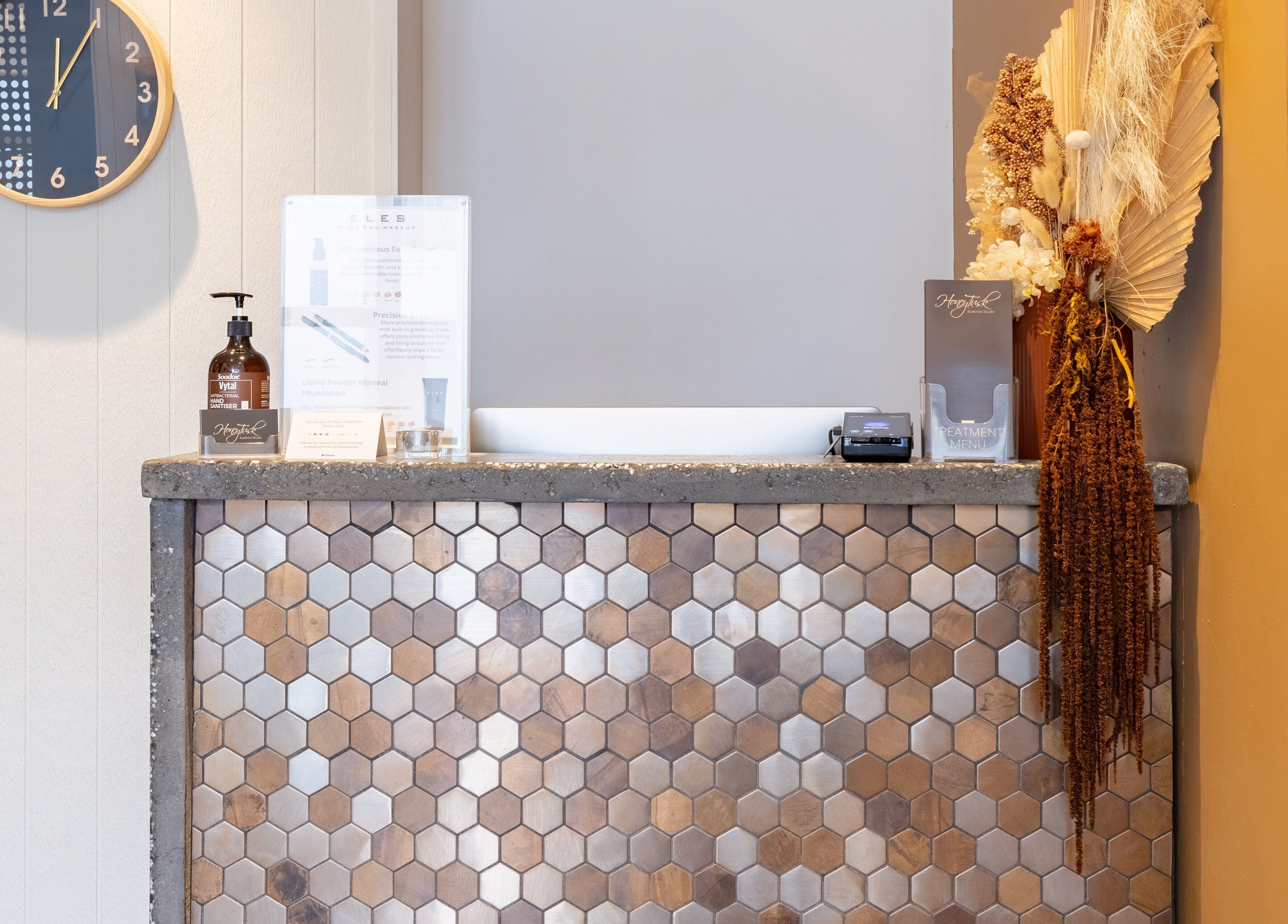 Honey Tusk Eyebrow Studios - Freshwater reception showcasing stylish decor in Freshwater, New South Wales, AU.