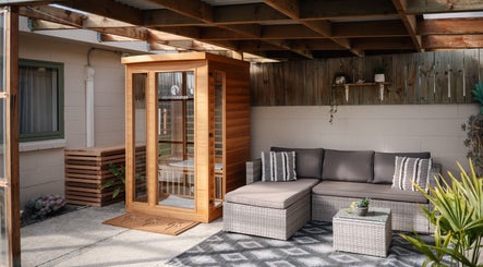 Relaxing sauna corner at House of Sol, Christchurch, New Zealand for wellness and comfort.