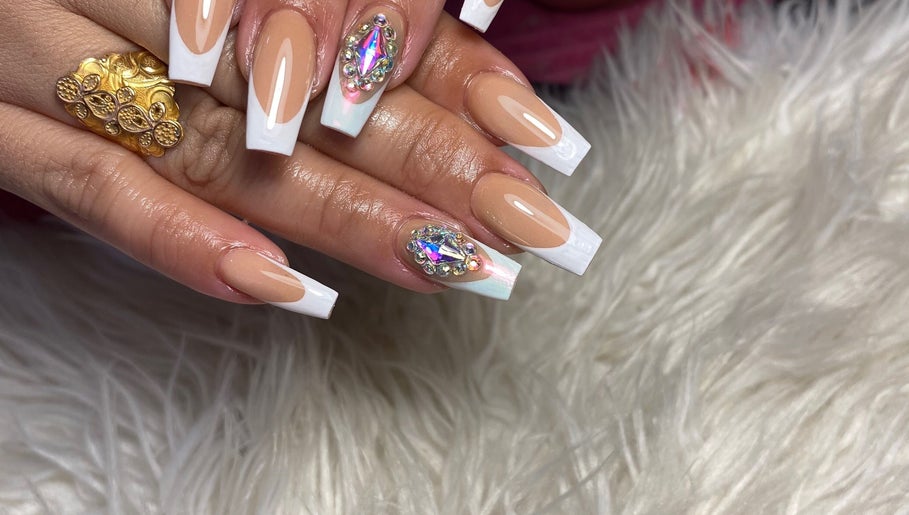 Elegant quartz-accented nails at Lottiesnails, Windhoek, Khomas Region, NA.