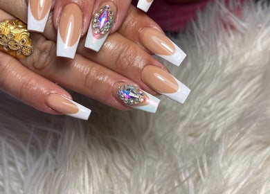 Elegant quartz-accented nails at Lottiesnails, Windhoek, Khomas Region, NA.