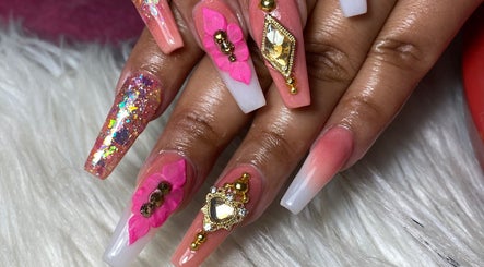 Exquisite nail art with gems and glitter at Lottiesnails, Windhoek, Khomas Region, NA.