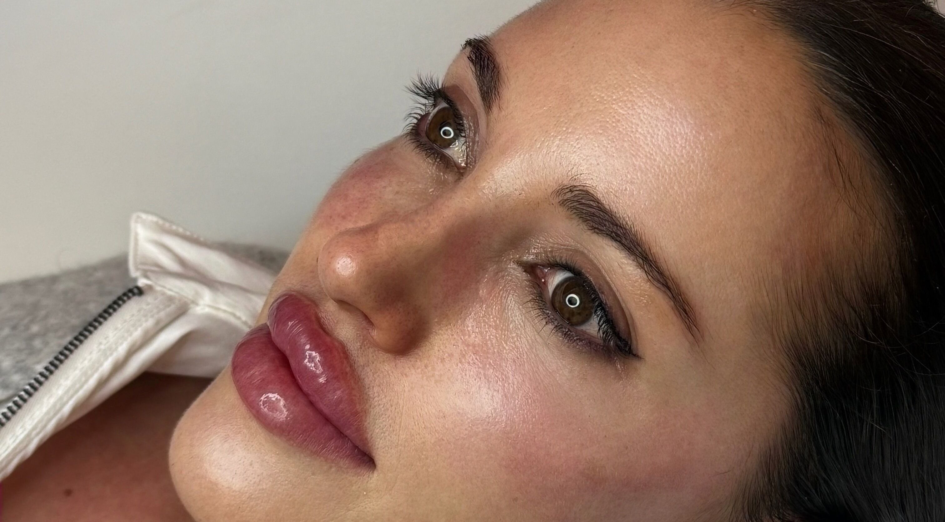 Close-up of radiant skin at Pretty Little Secrets Aesthetics & Beauty, Chelmsford, England, GB.