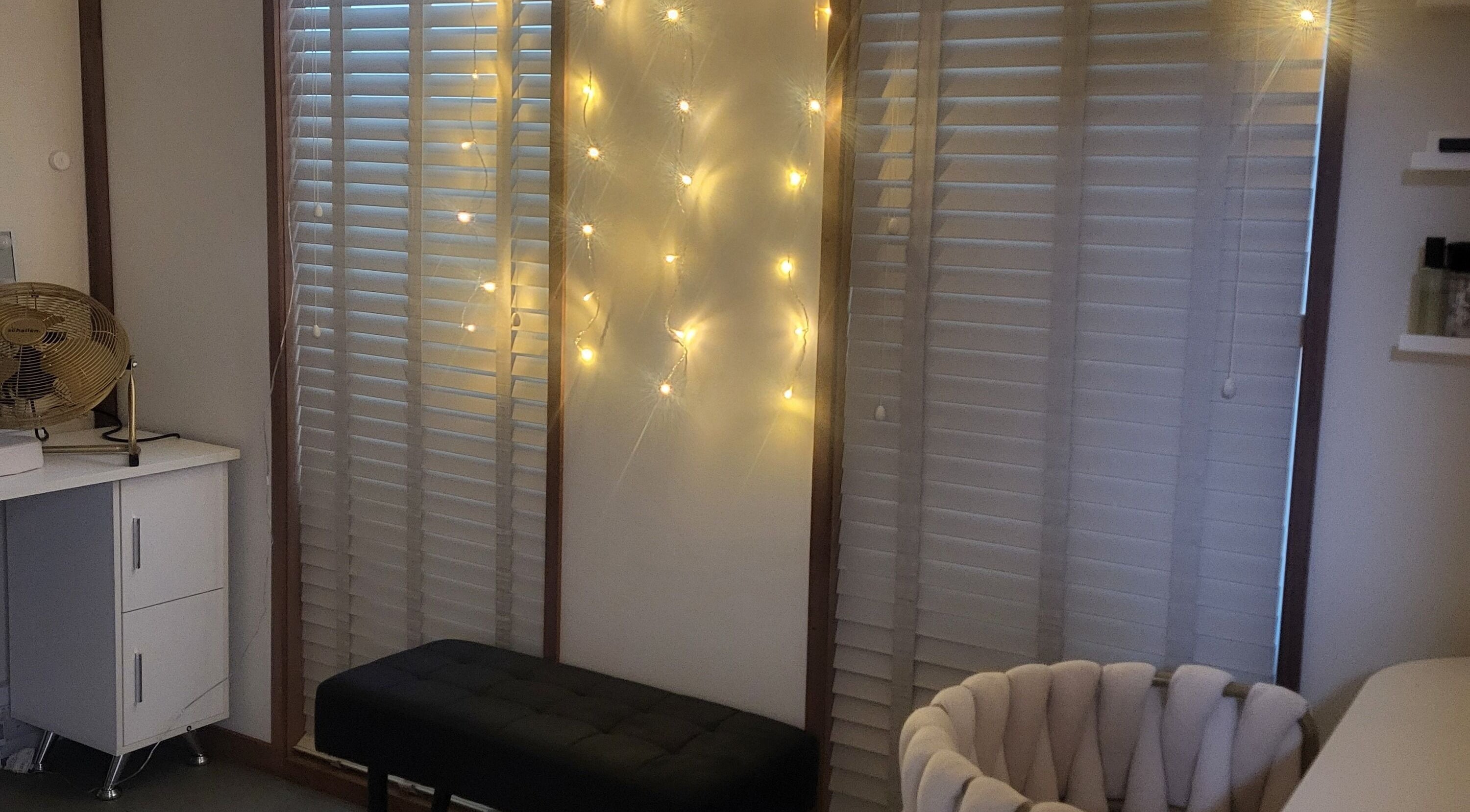 Elegant room with string lights at Butterfly Beauty & Holistic Therapies, Corsham, England, GB.