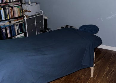 Massage therapy room at Black Oasis Luxury Mind and Body, Lithonia, GA, Georgia, US.