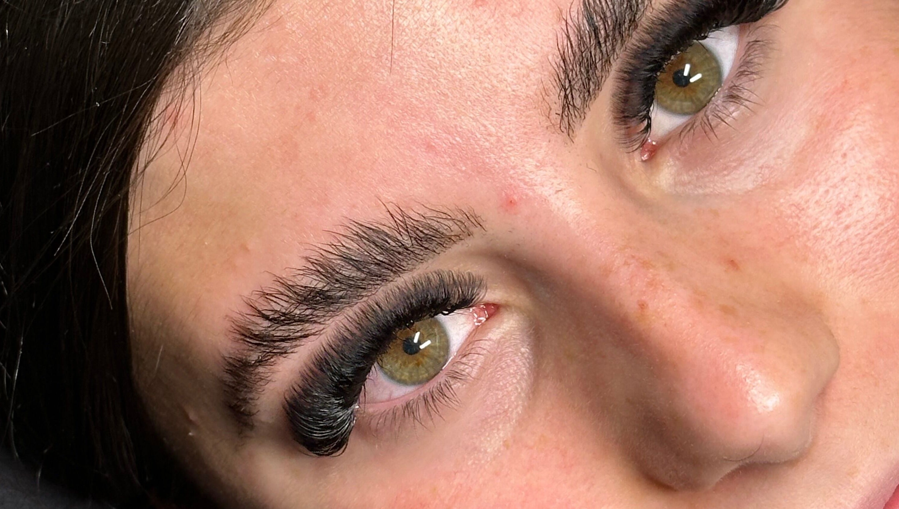 Close-up of expertly done eyelashes at Lashedbyval.x, Wellingborough, England, GB.