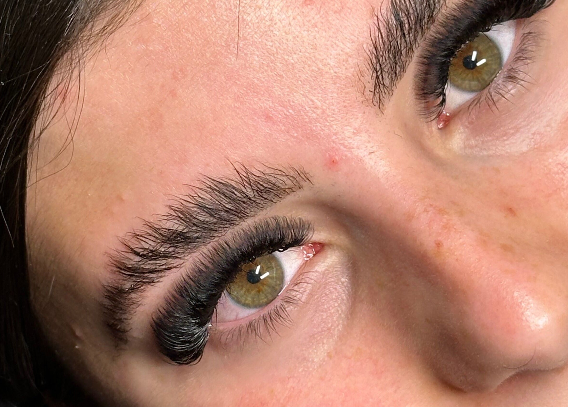 Close-up of expertly done eyelashes at Lashedbyval.x, Wellingborough, England, GB.