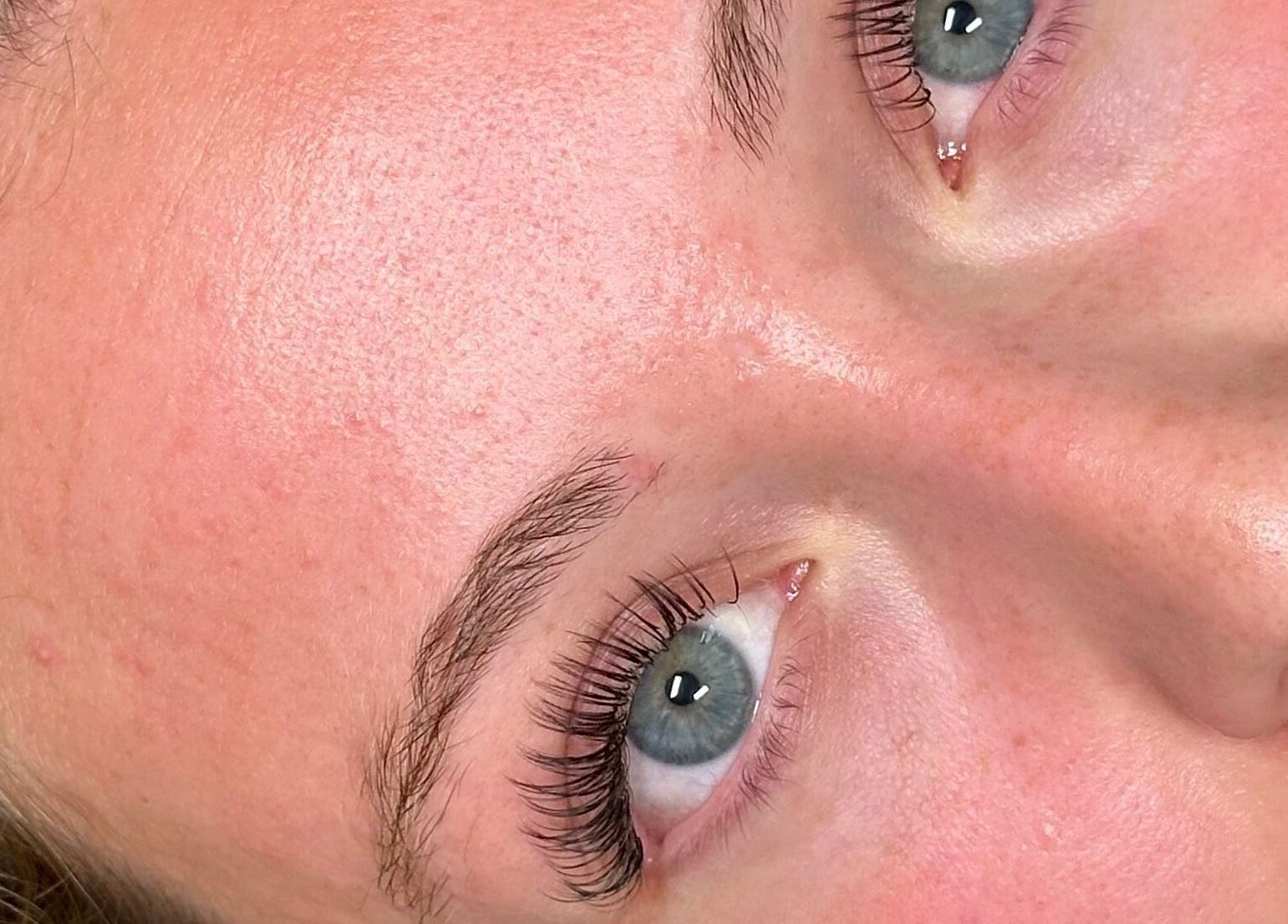 Close-up of professionally done lashes at Lashedbyval.x in Wellingborough, England, GB showcasing fine detail.