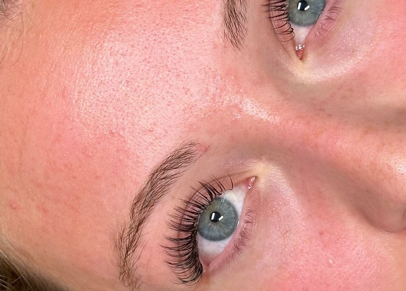 Close-up of professionally done lashes at Lashedbyval.x in Wellingborough, England, GB showcasing fine detail.