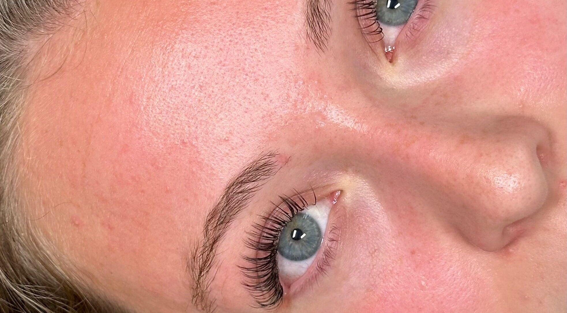 Close-up of professionally done lashes at Lashedbyval.x in Wellingborough, England, GB showcasing fine detail.